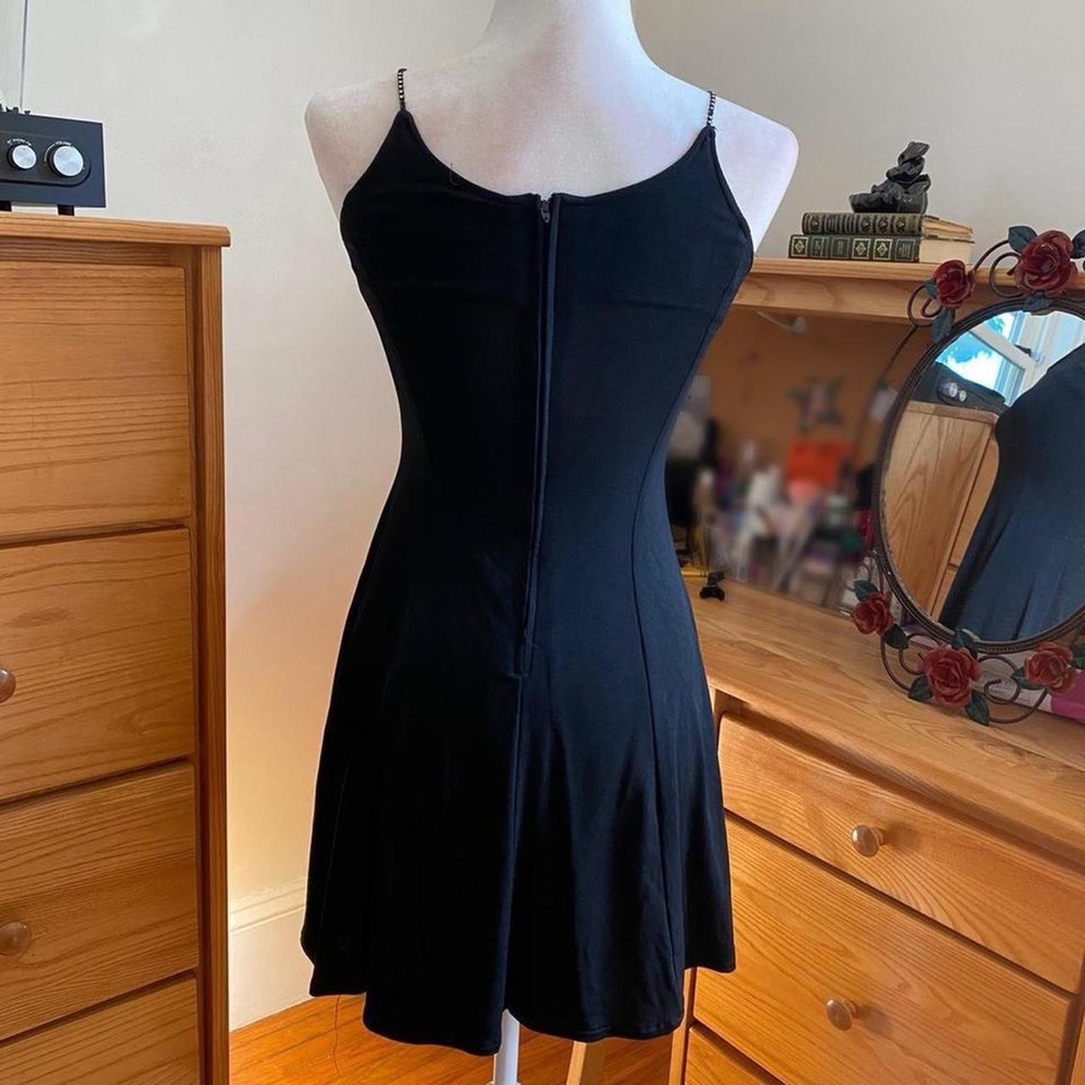 Black Mini Cami Dress With Jewel Straps - Picture 2 of 4